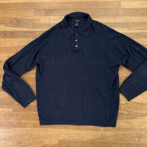 Dockers navy blue long sleeve collared Henley sweater shirt top size XLT
 b46